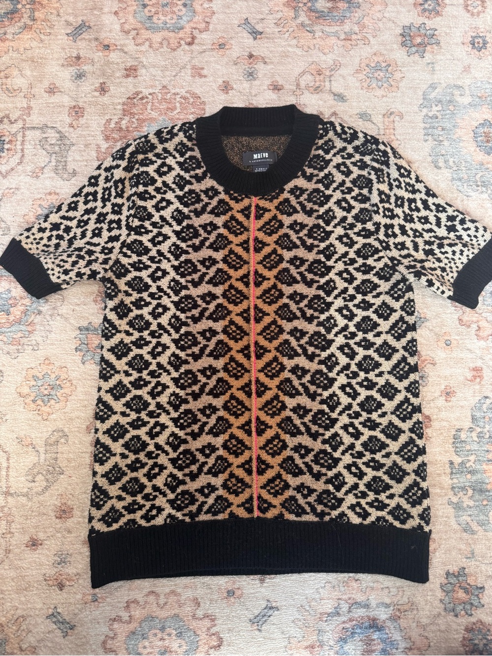 Maeve by Anthropologie Ellinor Printed Short Sleeve Sweater – XS